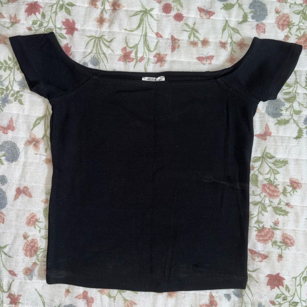 Black Off-Shoulder Crop Top